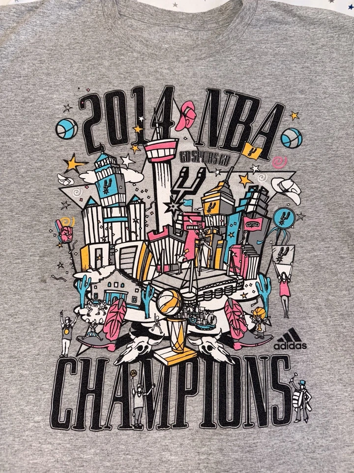 Camiseta Adidas de los San Antonio Spurs 2014 campeones de la NBA talla L Go Spurs Go rara Álamo Foto 2 de 4