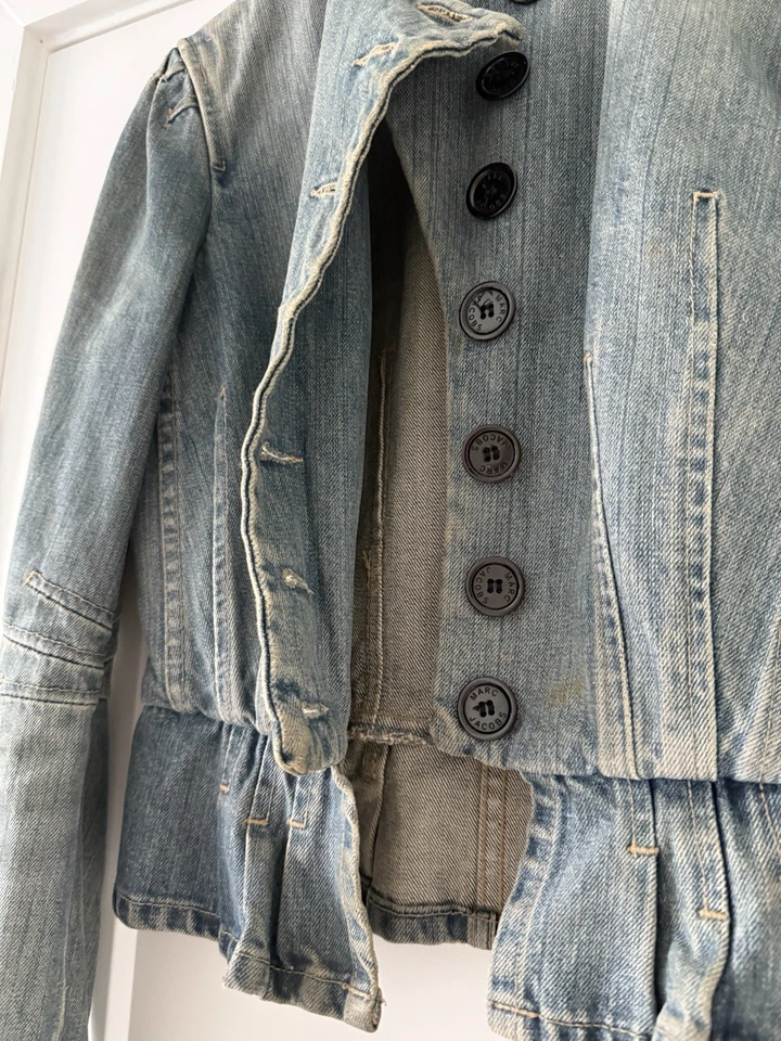 Chaqueta Denim Peplum Vintage Años 90 MARC JACOBS Azul Diseñador de Nueva York Grunge Western Foto 2 de 4
