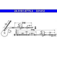 Bremsschlauch ATE 24.5161-0775.3 für Peugeot Citroën 508 SW I C5 III 407 C6