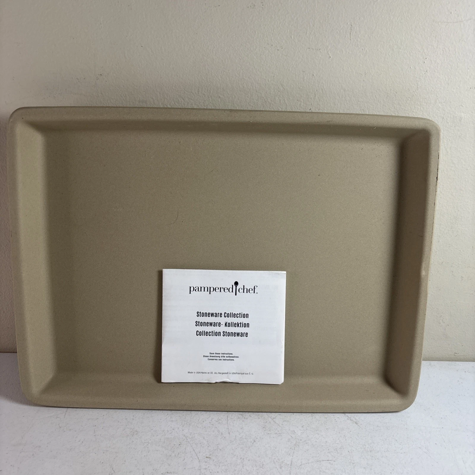 Pampered Chef Bar Pan 16 x 11.75 Stoneware Cookie Sheet Baking Never Used