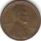 1954-S, 1 c, Wheat Lincoln Penny  (US COIN, MONEY, COLLECTIBLE) a