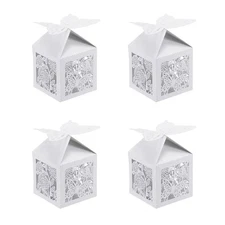 25Pcs Paper Hollow Butterfly Laser Cut Favor Boxes Candy Boxes White