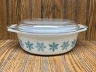 Vintage Pyrex Casserole Dish Snowflake 1 1/2 Quart 1.5 Qt 043 Turquoise