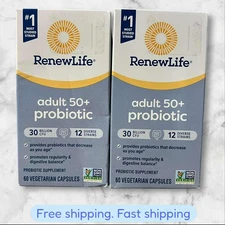 FOR 2 Renew Life Ultimate Flora Adult 50 + 30 Billion 60 Veg Caps EXP08/26 NEW