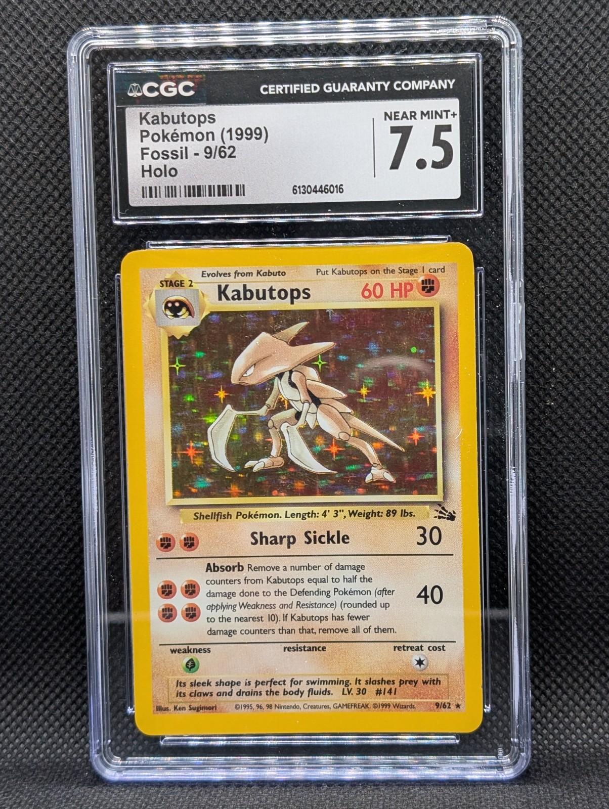 [CGC Graded] Kabutops Pokemon Card 1999 Fossil - Holo 9/62