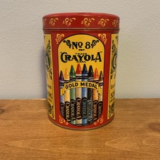 Vintage No. 8 Crayola Gold Metal Tin 1982 ; Replica of 1903 Tin