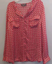Jones New York Women's Blouse SZ 22w Orange Pockets Office Career Professional