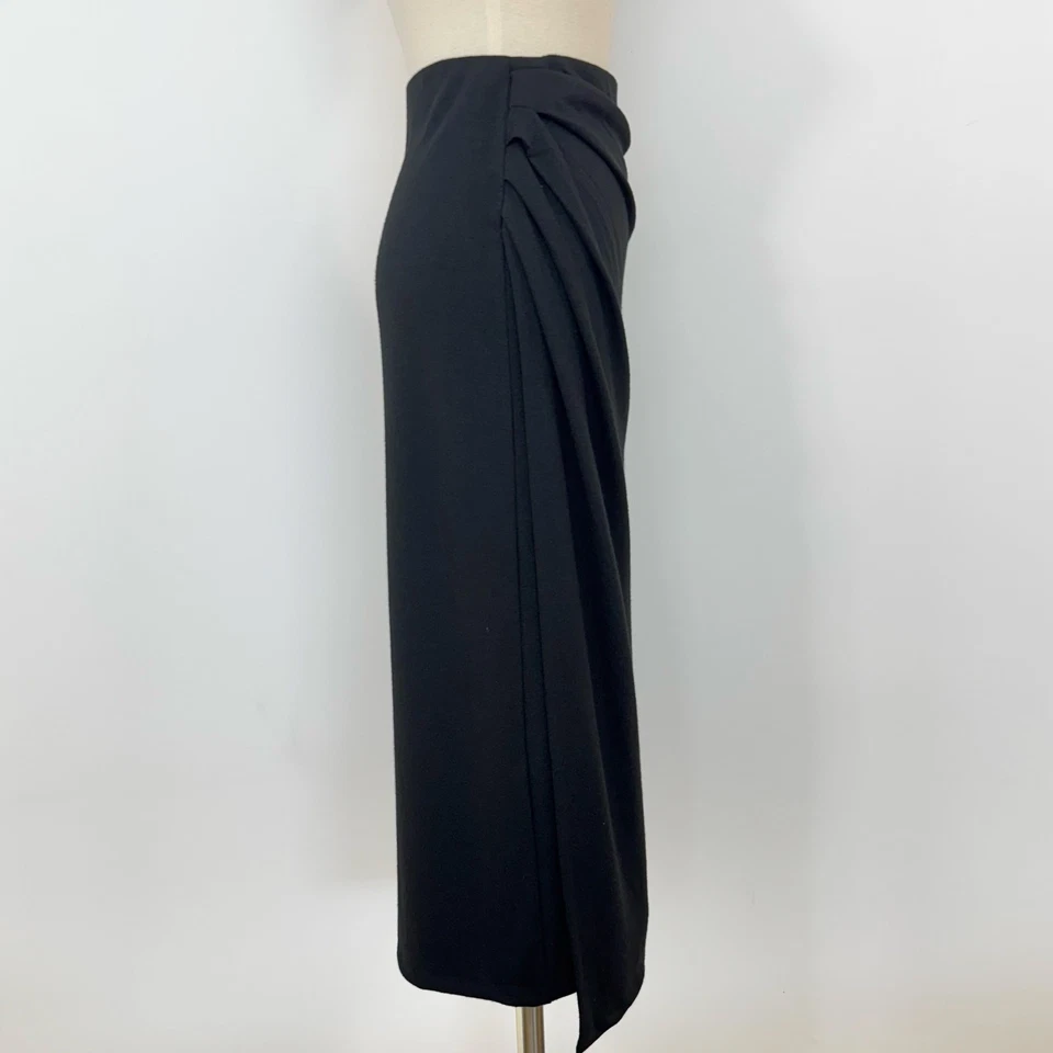 Falda midi de punto con drapeado lateral Vince en negro L nueva con etiquetas Foto 4 de 4