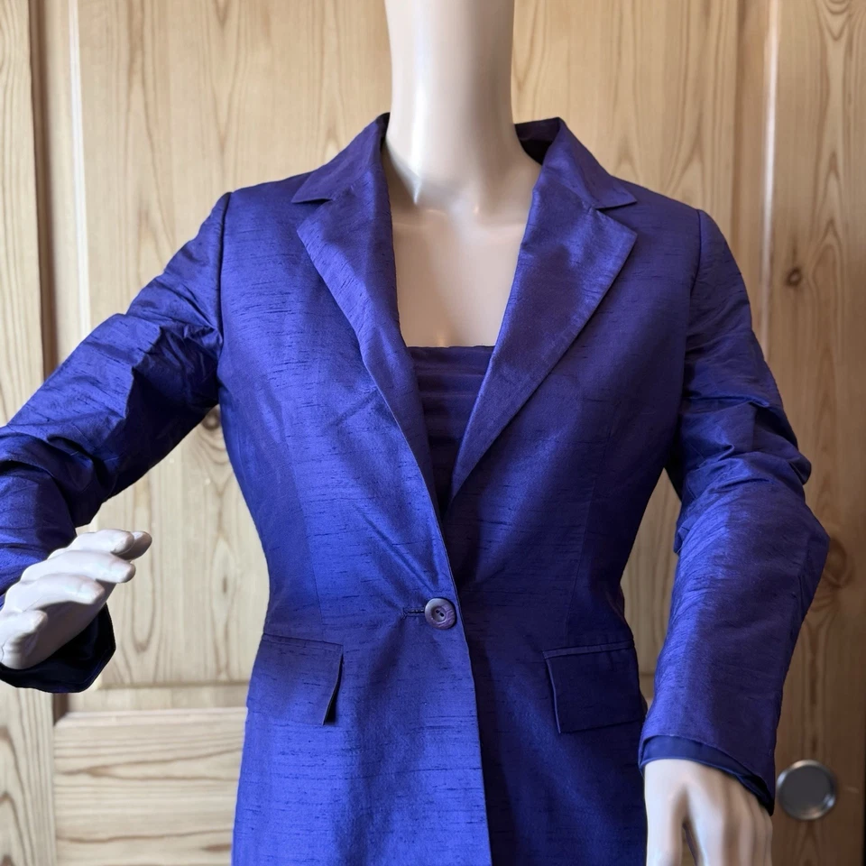 Conjunto de 2 piezas de abrigo de vestir sin tirantes vintage Moda International 0 púrpura seda Foto 2 de 4