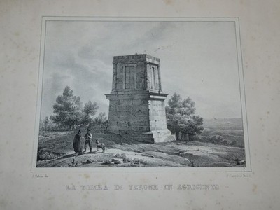 A.FALCON (XIX) LITHO TOMBE TERRONE AGRIGENTO ARCHÄOLOGIE SIZILIEN ITALIEN 1830