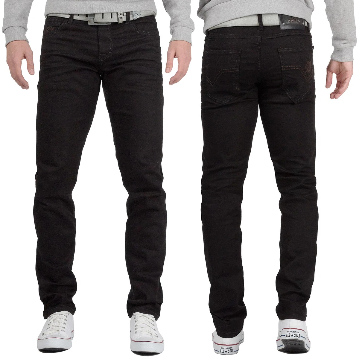 Cipo & Baxx Herren Jeans Hose Auffäliges Design Biker Style