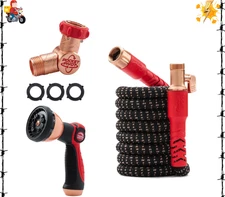 Pocket Hose Copper Head w/New Pocket Pivot Expandable Garden Hose 25 FT,