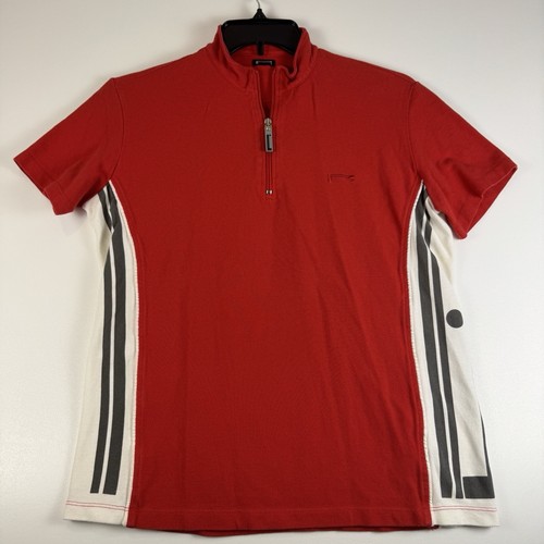 Pirelli Half Zip T-Shirt W/Logo on Side Made in Italy Red Size L - Picture 2 of 11