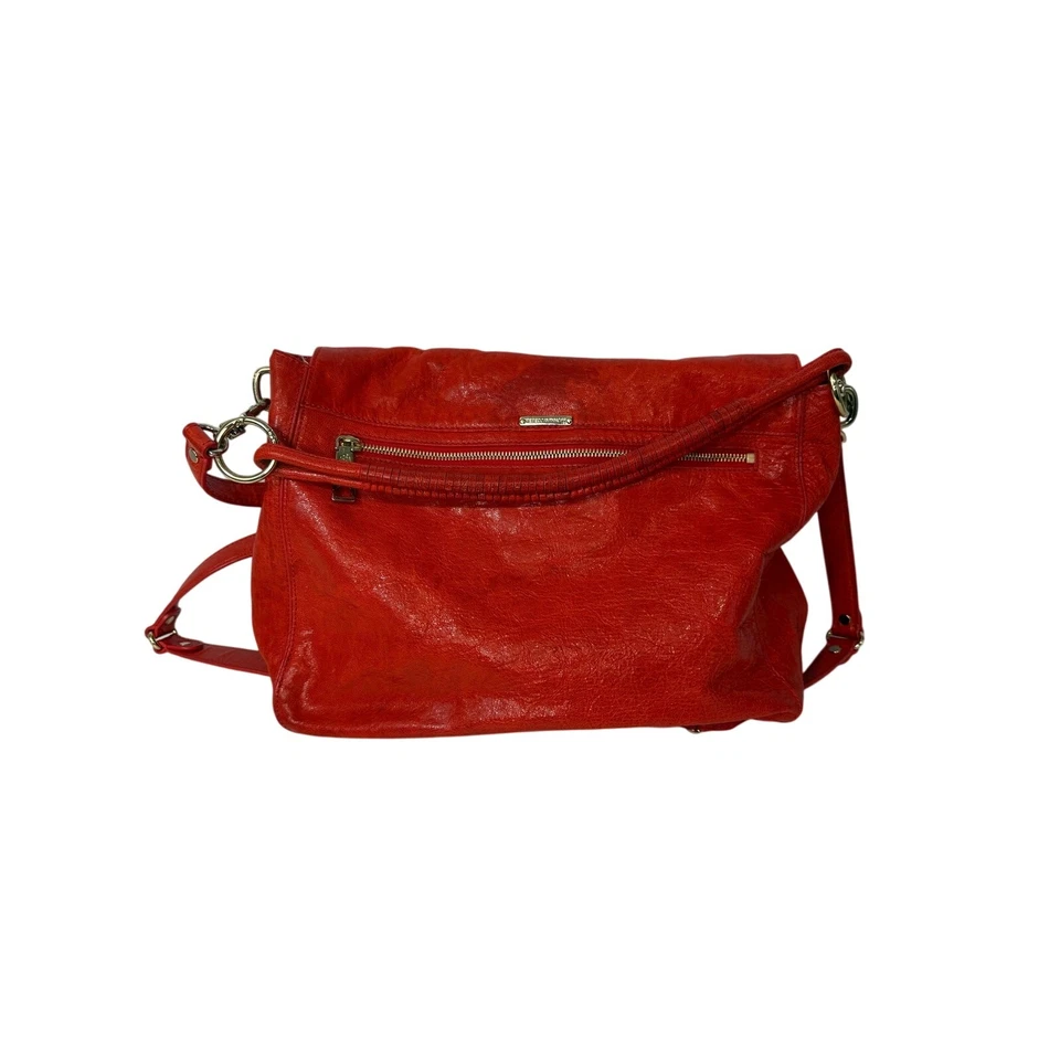 Bolso Bandolera Rebecca Minkoff Naranja Cuero Esmaltado Acentos Dorados Cartera Foto 2 de 4