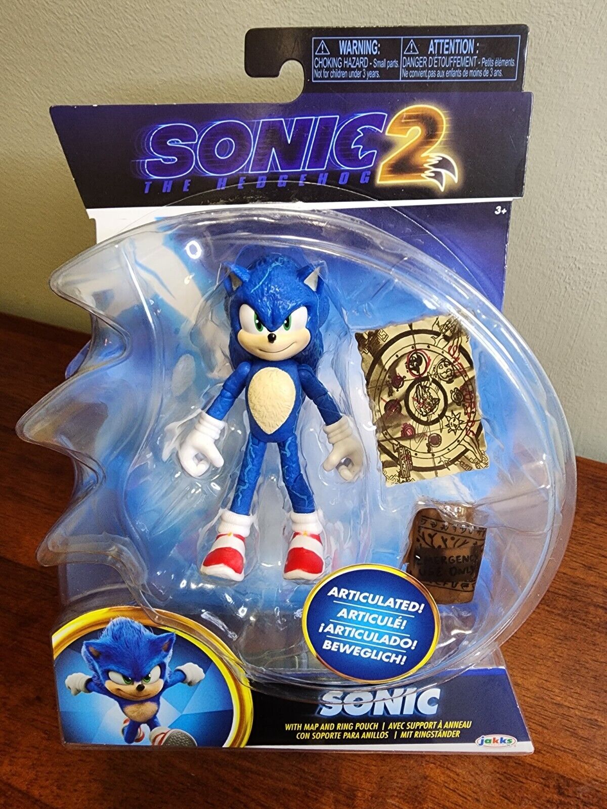 Sonic 2 Movie 4 Inch Figures Sonic with Map & Pouch 