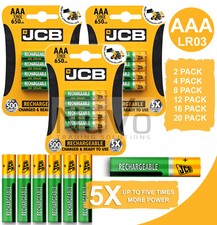 New JCB AAA 650mAh Rechargeable Batteries NiMH Pre Charged 5X Times More Power