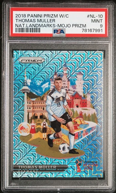 2018 Panini Prizm World Cup National Landmarks Mojo Prizm /25 Thomas Muller PSA9
