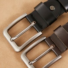 1PC Replacement Belt Buckle Single Prong with Leather Strap Classic Black Brown