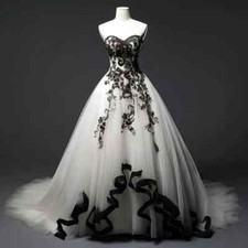 Gothic wedding dress with lace decal sleeveless long sheer A-line bridal gown