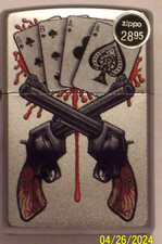 NEW Windproof ZIPPO USA Lighter 58873 Cards Dead Mans Hand Design Street Chrome