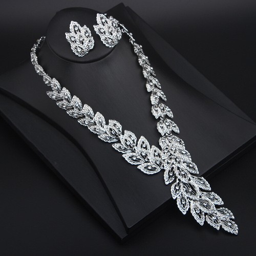 Jewelry Set Women Crystal Bib Choker Pendant Necklace Earrings Ring Bracelet New - Picture 13 of 22