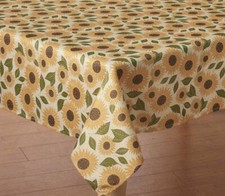 Printed Fabric Tablecloth, 52"x70" Oblong, SUNFLOWERS FIELDS, Harvest Home