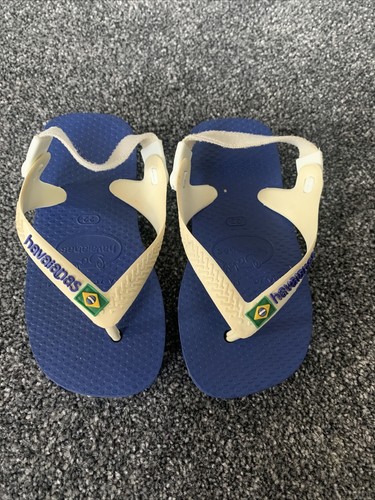 Bambino Taglia 22 HAVAIANAS Navy Blu E Bianco Sandali INFRAD | eBay