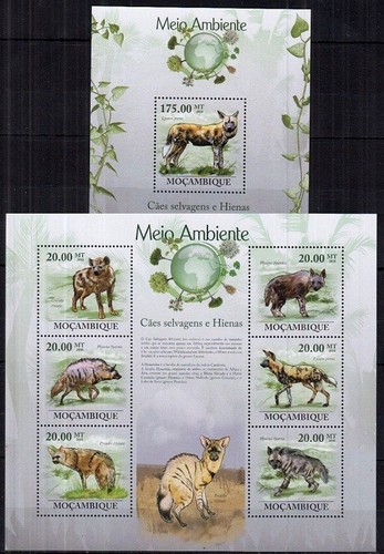 Natural Environment of Hyena Wild Animals, Mozambique 2010 MNH SS+MS