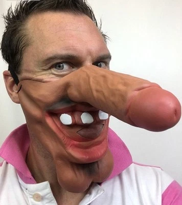 RUBBER JOHNNIES TM Lustige halbgesichtige lange Dick Nase Maske braun Willy Penis Kostüm Hirsch Henne Party