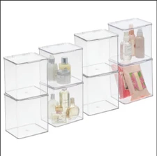 mDesign Stackable Storage Box with Hinged Lid -8 Pack