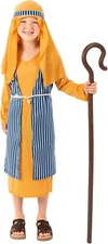Kids Blue Shepherd Costume S - XL Boys Christmas Nativity Outfit Innkeeper Robe