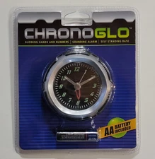 Chronoglo Alarm Clock Glowing Hands + Numbers Self Standing AA Powered 