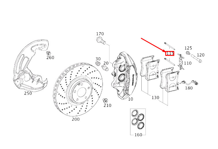 MERCEDES-BENZ S W222 Front Wheel Brake Guide Pin A0004216774