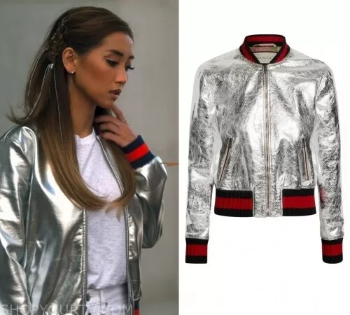 Gucci Silver Metallic Leather Bomber Jacket Coat Alessandro Michele Italy  42 6