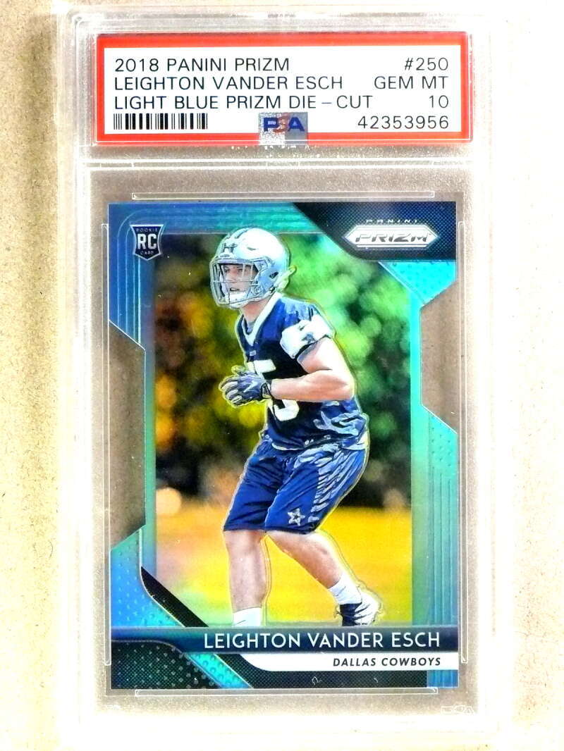 2018 Panini Prizm Light Blue Diecut Leighton Vander Esch rc rookie /199 PSA 10