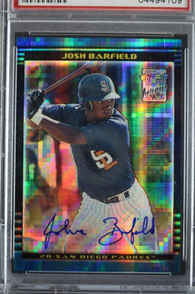 🔥 PSA 9 Josh Barfield 2002 Bowman Chrome X-Fractor #390 Rookie Auto RC RARO - Imagem 2 de 3