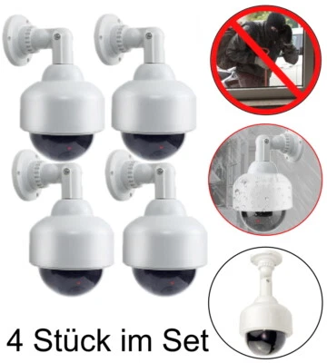 O&W SECURITY 4x Dummy Kamera Attrappen mit Objektiv Speed Dome mit blinkender LED hochwertig