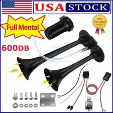 Super Loud Train Electric Air Horn 600DB Dual Trumpets Car Truck Boat Speaker US