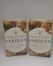 2 YARDLEY LONDON SOAPS 4.25oz OATMEAL &ALMOND Nourishing Bath Bar Skin & gently