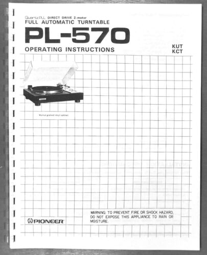 Pioneer PL-570 Turntable Owners Manual - Afbeelding 1 van 5