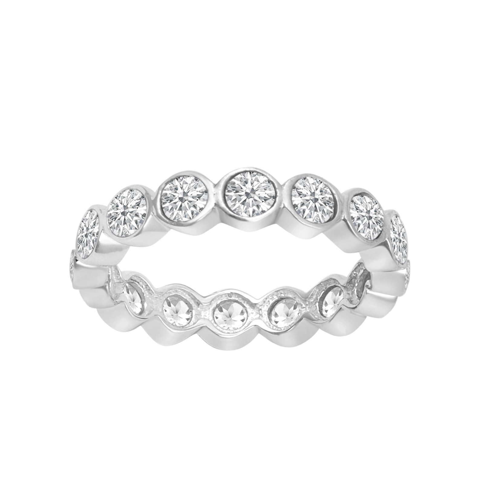 Round Cut Moissanite 925 Sterling Silver Eternity Band Stackable Women Ring