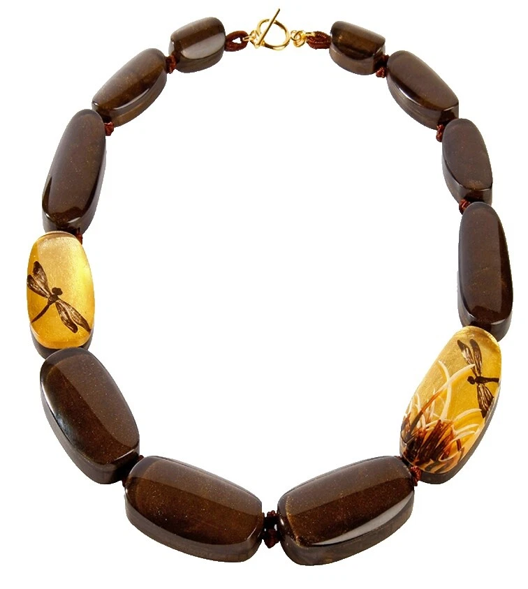 Declaración Marrón resina Moda Collares y Colgantes