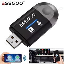 2in 1 Wired to Wireless CarPlay Android Auto Adapter for OEM Car Stereo With USB