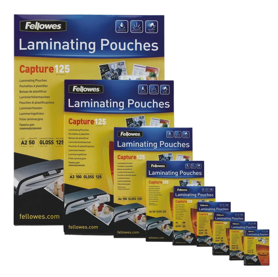 100x Fellowes Laminierfolien A6 2 x 125 mic Laminiertaschen Folientaschen
