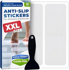 Anti Slip Shower Stickers 12-Pack Invisible Non-Slip Bath Tub Strips Clear PEVA