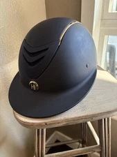 The One K™ Long Oval Defender Rose Gold Stripe Equestrian Helmet