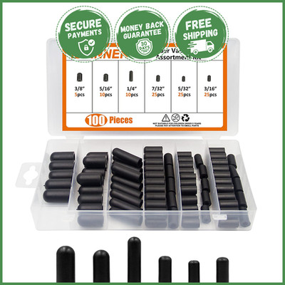 100 PCS VACUUM RUBBER CAP PLUG Flexible Assortment Kit Automotive Hose Ends Fit
