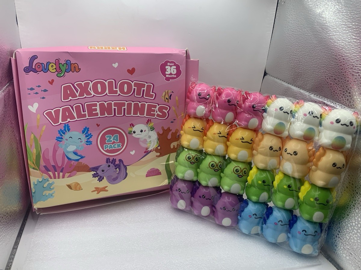24 Pack Axolotl Squishy Toys Soft Stress Relief Fidgets Toy Kids