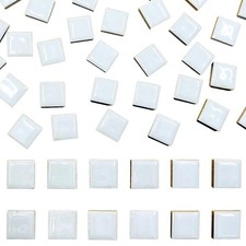 50 Piece White Ceramic Square Mosaic Tiles Assorted Colors 1 Inch Tiles Set