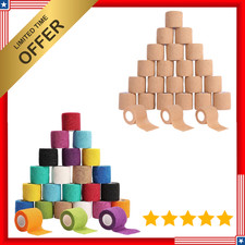 24PCS Self Adhesive Bandage 2in x5yd Vet Wrap Wrist Ankle 12 Colors